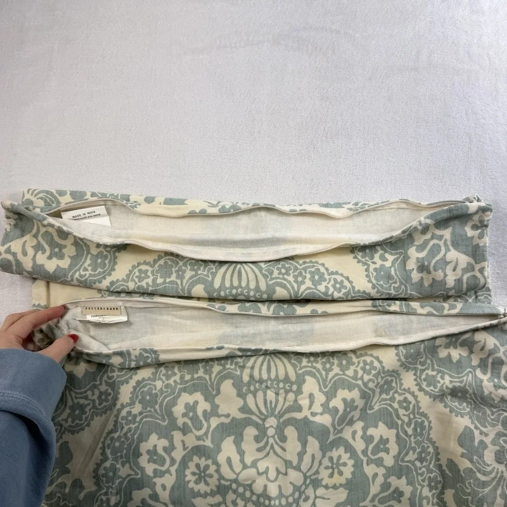 Pottery Barn Euro Pillow Shams Set of 2 Lucianna Medallion Linen Blend 24